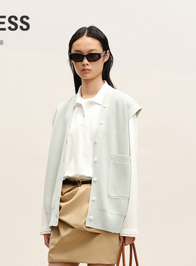 【商场同款】LESS2026春新款V领宽松口袋无袖针织衫马甲2Q1315530