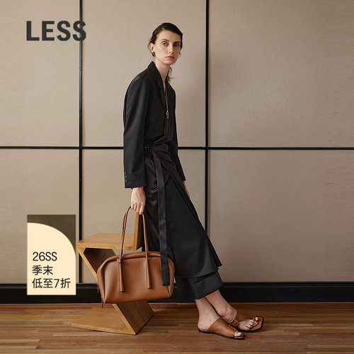 LESS春拼接风衣连衣裙