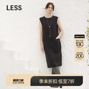 口袋通勤双面呢无袖 LESS2025冬新款 连衣裙2PAG16700 商场同款