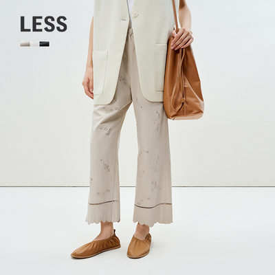 【精工系列】LESS春直筒设计感长裤中国风绣花九分裤女2P3E20820