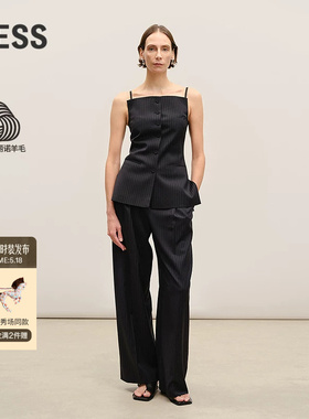 【商场同款】LESS2026夏新款美丽诺羊毛通勤阔腿长裤女2Q4E15630