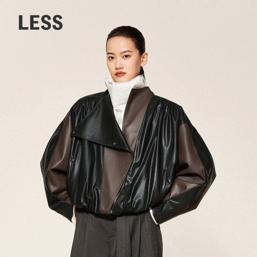 LESS复古机车感色PU皮衣短外套