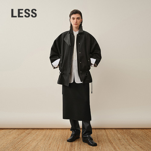 LESS直筒开叉修身半身裙