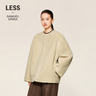LESS休闲纯色外套大围巾无领仿皮草外套2O0A23930 SAMUEL系列