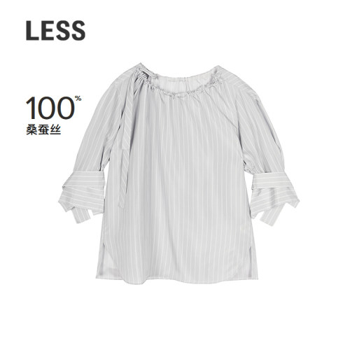 LESS桑蚕丝条纹衬衫女