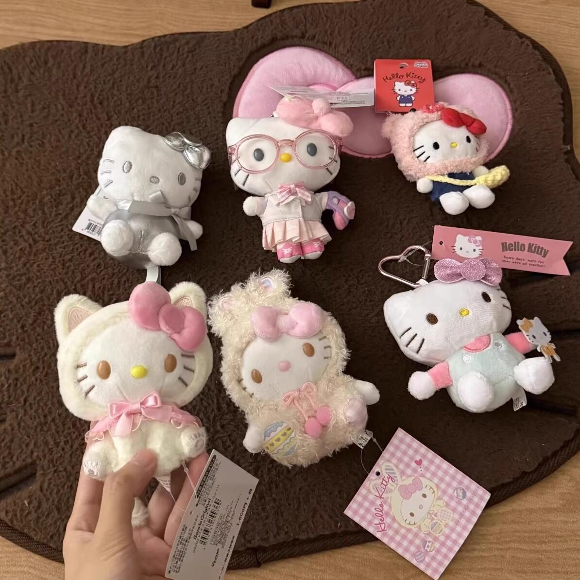 日本代购猫咪kitty格子裙挂件女