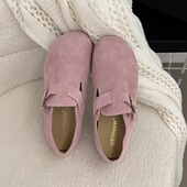 女秋休闲平底单鞋 真皮软底全包勃肯鞋 女迷失同款 小熊松果勃肯