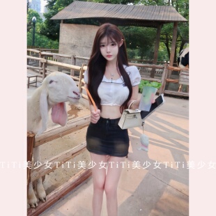 【TiTi美少女】少女氛围感白色娃娃领收腰短袖衬衫秋冬学院风上衣