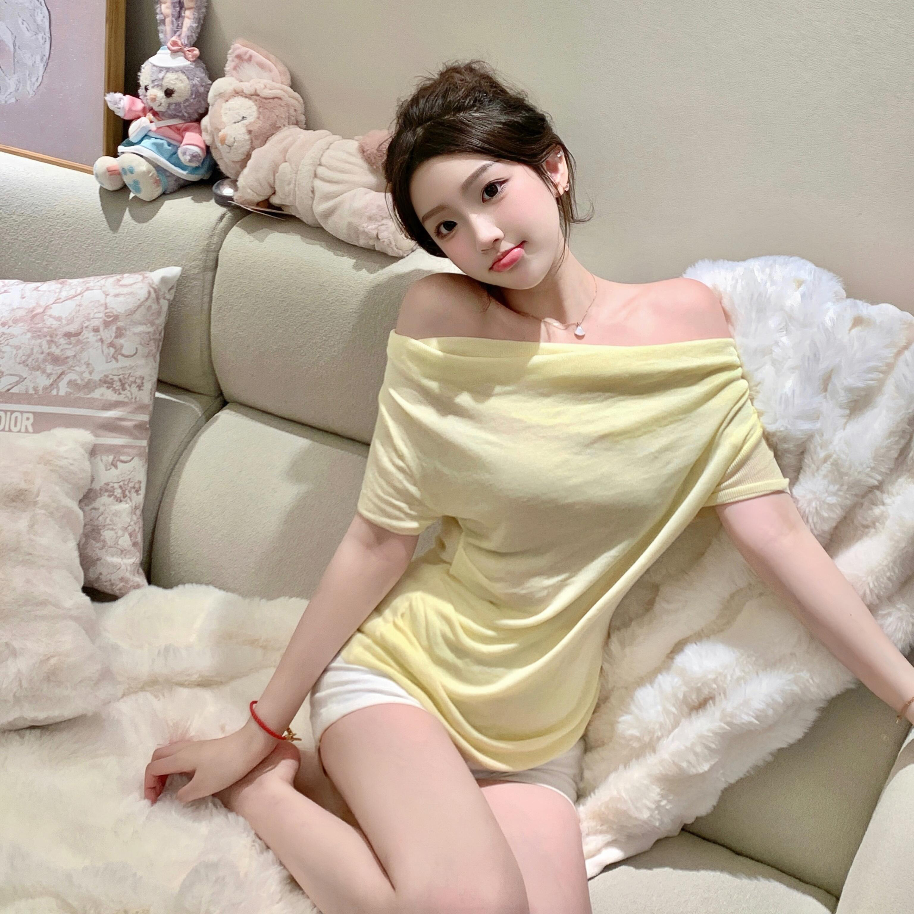 【TiTi美少女】荡领修身显瘦弹力短袖T恤女春季新款甜美短款上衣,女装/女士精品,真丝上装,淘宝优惠券,粉丝福利购,淘宝优惠卷