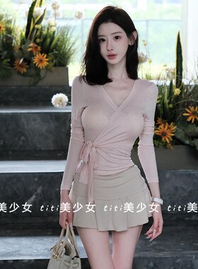 长袖T恤+半身裙裤甜美套装