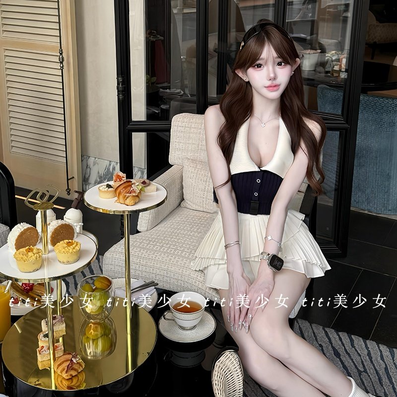 纯欲辣妹抹胸无袖小上衣