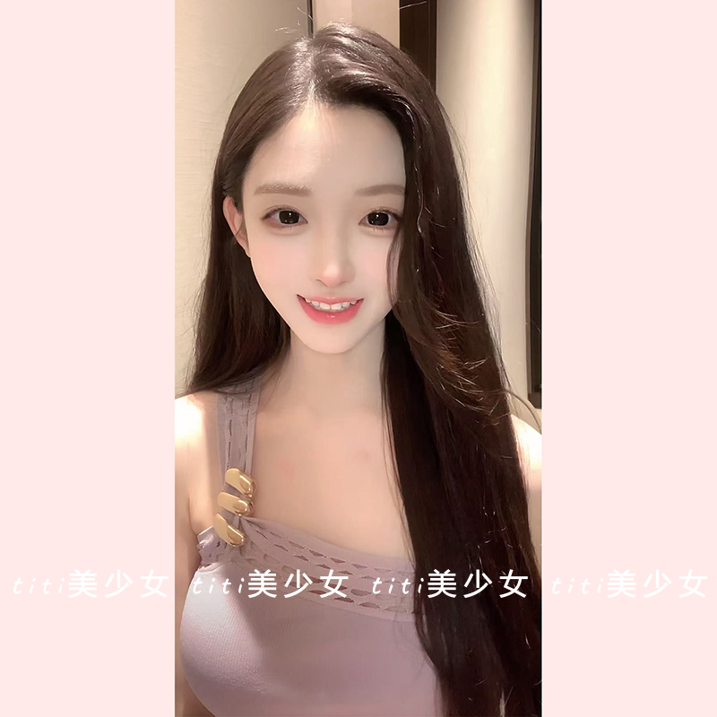 【TiTi美少女】纯欲名媛风气质单肩吊带带扣子镂空露背上衣女装女