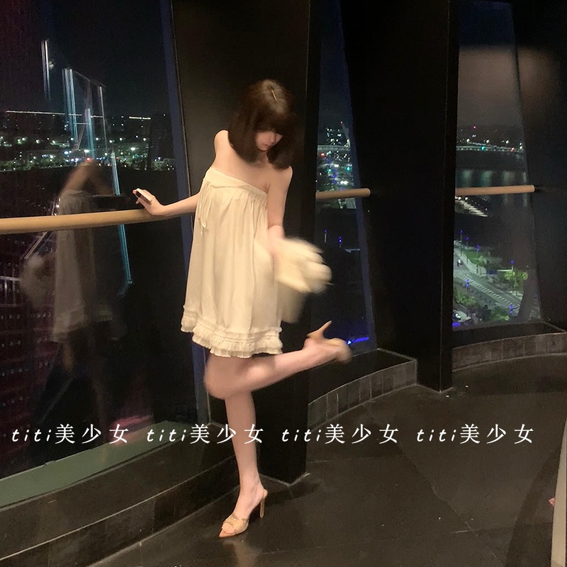 纯欲白色蕾丝薄缎面女夏