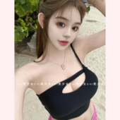 TiTi美少女 纯欲性感显胸大心机设计感带胸垫运动吊带背心外穿