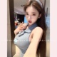 纯欲新款 TiTi美少女 春ins性感露背Polo领弧形挂脖背心吊带女