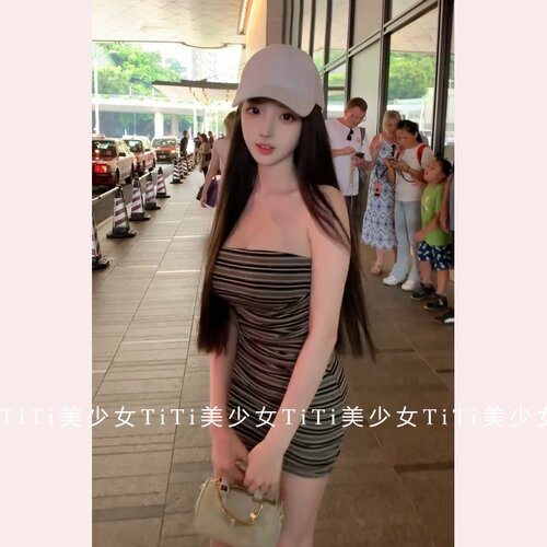 夏季修身显瘦条纹包臀短裙