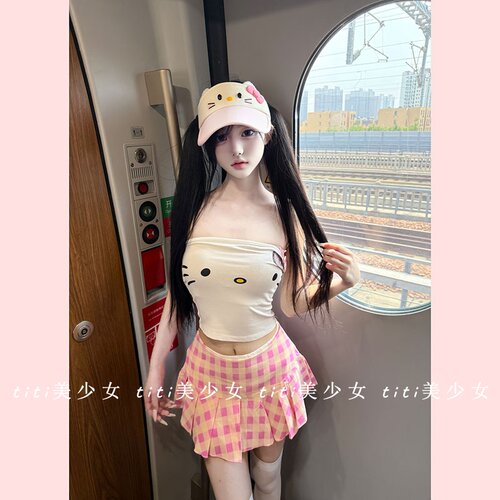 可爱弹力紧身抹胸春季辣妹背心