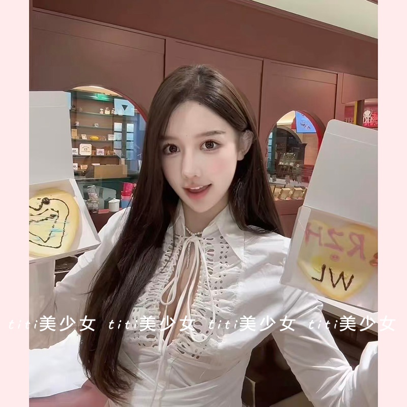 镂空衬衫绑带春季设计感上衣