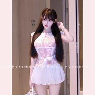 純欲甜心減齡波點(diǎn)娃娃衫 醋酸花苞短褲 TiTi美少女 套裝 女 法式