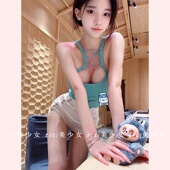 TiTi美少女 纯欲风性感显胸交叉绑带显瘦吊带背心抹胸上衣内搭