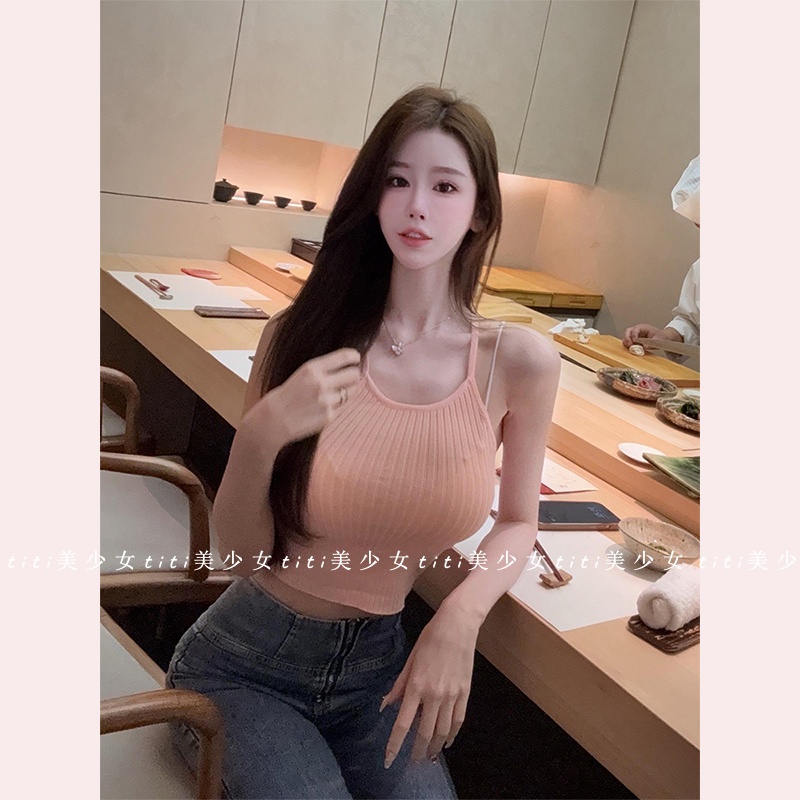 纯欲多巴胺穿搭挂脖吊带背心