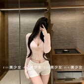 上衣女 毛衣外套可盐可甜收腰短款 TiTi美少女 粉色温柔连帽长袖