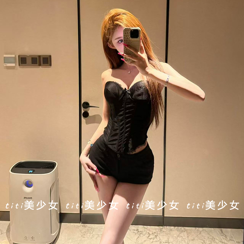【TiTi美少女】纯欲风法式修身塑身上衣超绝蚂蚁腰束身衣外穿