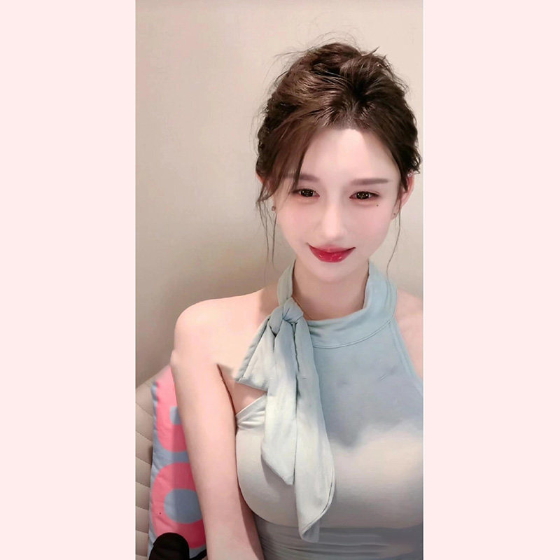 【TiTi美少女】绑带挖肩挂脖吊带背心女春蓝色内搭显瘦无袖上衣,女装/女士精品,大码内搭,淘宝优惠券,粉丝福利购,淘宝优惠卷