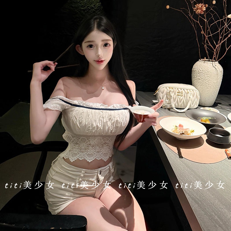 衬衣别致性感修身一字肩上衣