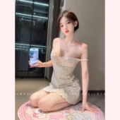 TiTi美少女 SkimsPointelle纯欲风碎花满印淑女连衣短裙吊带裙