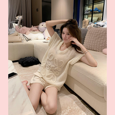 慵懒风提花宽松毛衣女