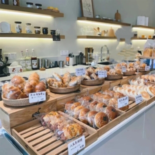 甜品摆台架面包托盘多层阶梯木架陈列木盒藤编篮蛋糕陈列木框藤篮