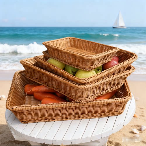 超市水果陈列柜编织筐蔬菜篮商场道具陈列筐水果筐生鲜收纳篮摆摊