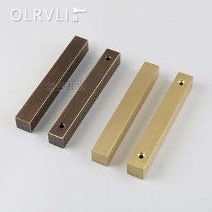 金色纯铜移门拉手古铜色铜拉丝卫生间推拉门把手厨房隐形移门把手