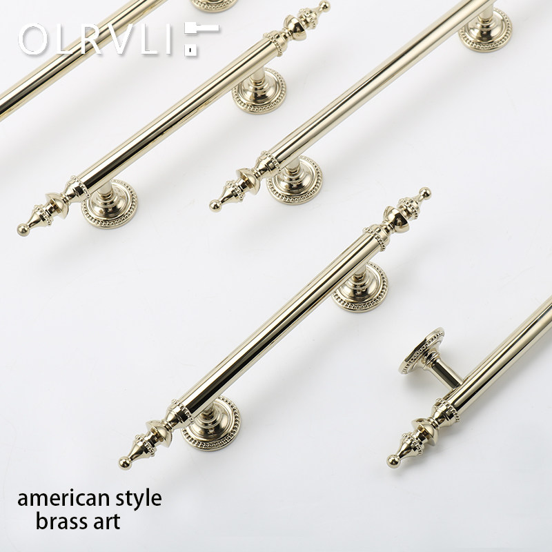 olrvli法式中古黄铜金色小拉手复古美式橱柜把手衣柜门加长把手