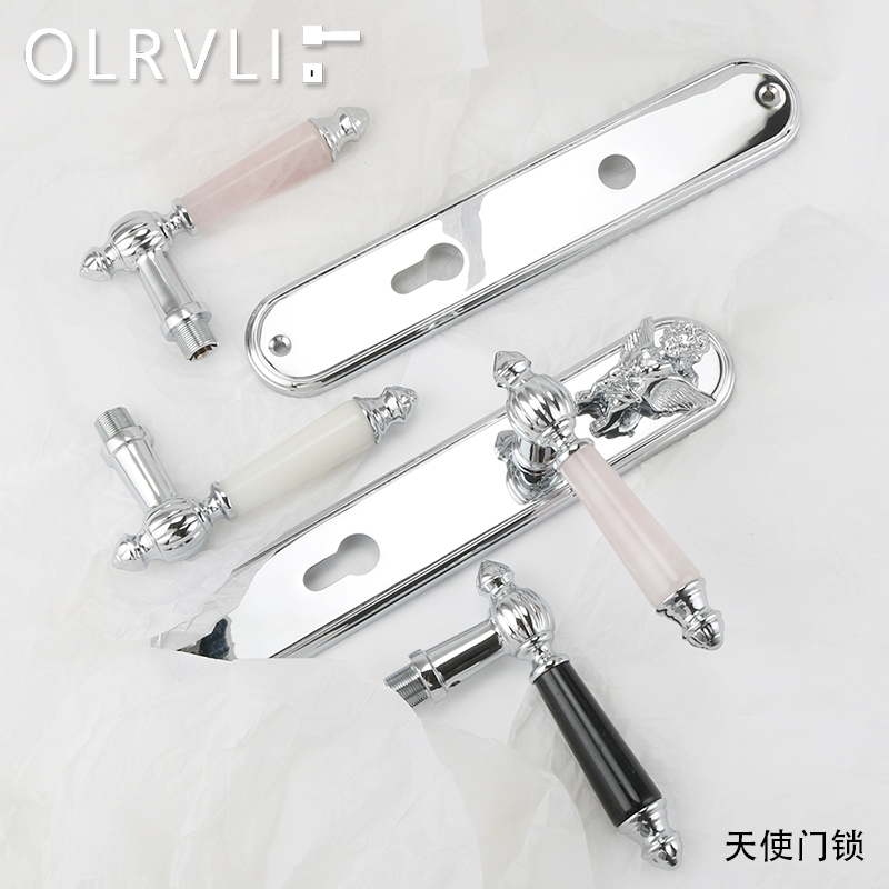 olrvli黄铜镀铬银天使双开门门锁