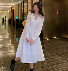 Real price ~ summer chic pearl buckle fairy skirt air bow waist dress