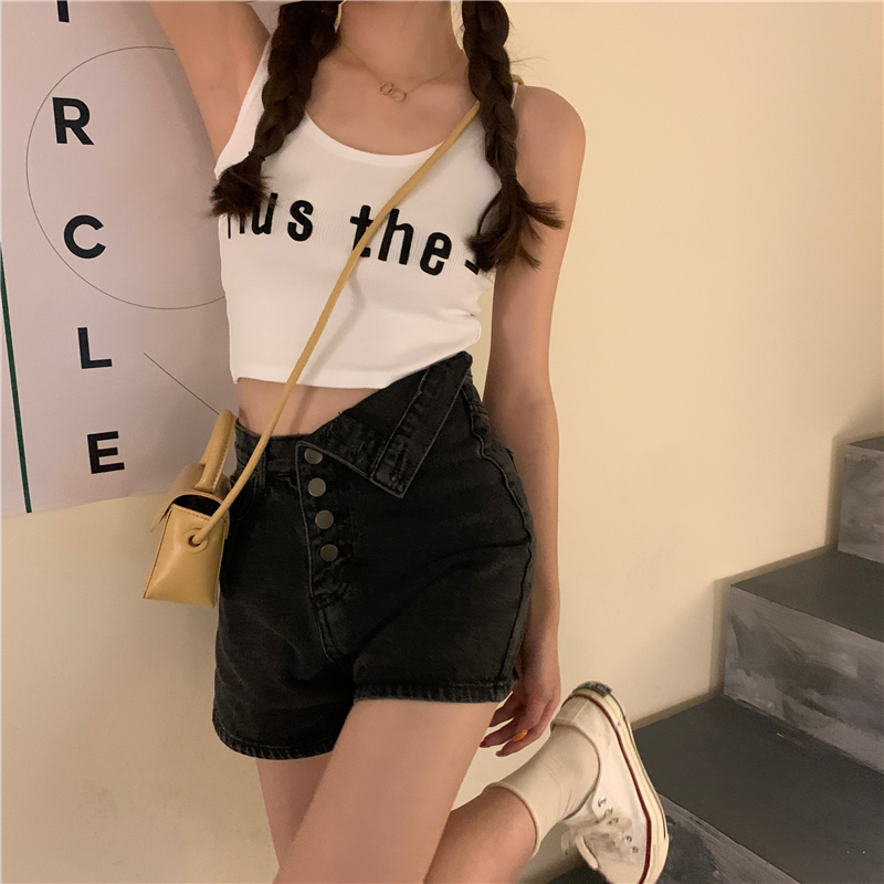 Real price ~ foreign style simple small sling female slim personality letter short summer vest