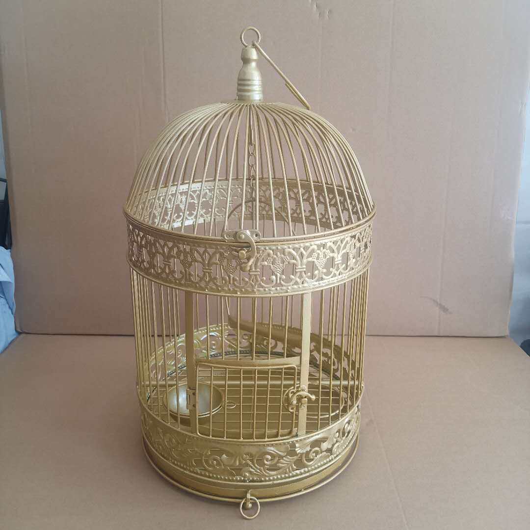 金色铁艺复古鹦鹉鸟笼子大号 八哥黄雀玄凤牡丹鸽子 悬挂画眉鸟