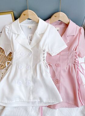 2026新款女童夏装显瘦西装连衣裙