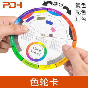 可旋转多功能色轮卡色彩搭配纹身颜料调色卡色轮纹绣色料配色卡