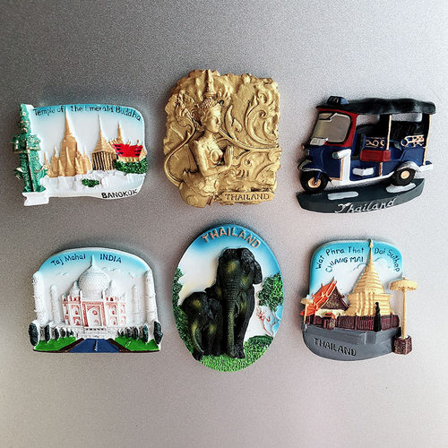 特色泰国旅游纪念品冰箱贴大象磁性贴芭提雅玉佛寺泰姬陵伴手礼
