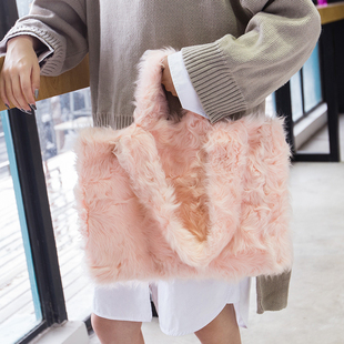 包包女2025新款 羊毛皮草包包大容量百搭纯色毛毛包包手提包单肩包