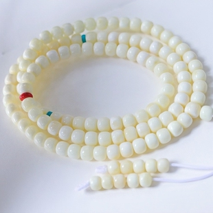 正品 天然俄料蜜蜡高品质白蜡7.7mm108佛珠手串手链文玩珠宝饰品