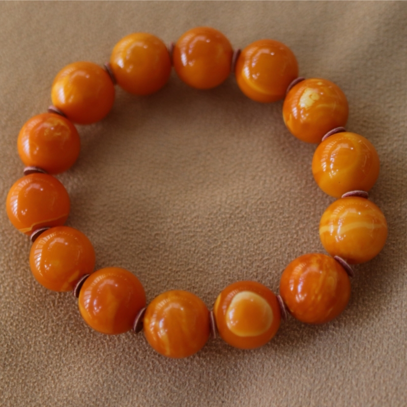 正品天然俄料高品质满蜡老蜡15.5mm圆珠手串男款文玩收藏珠宝饰品