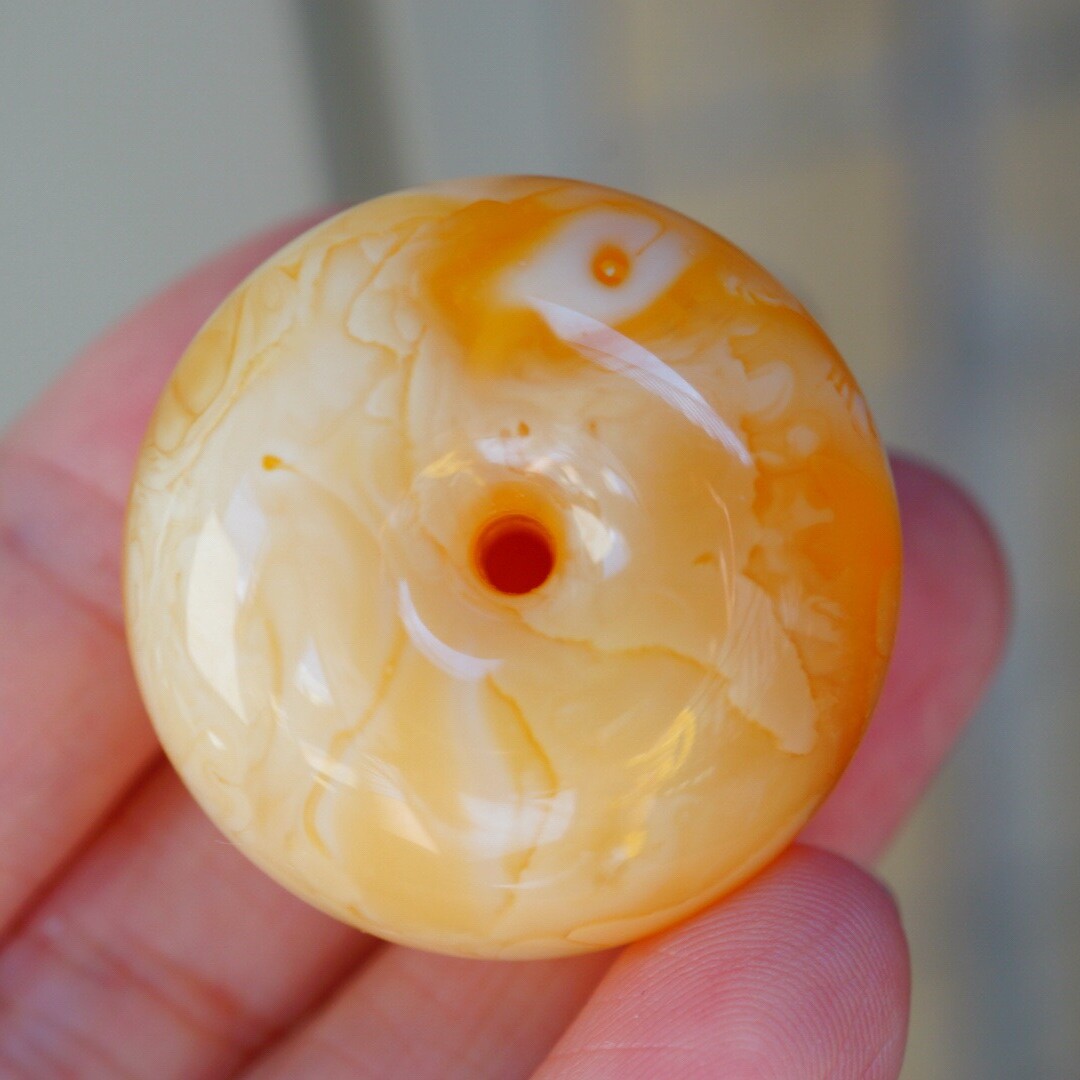 正品天然俄料蜜蜡精品焦皮料橘白花蜡平安扣吊坠挂件文玩珠宝饰品