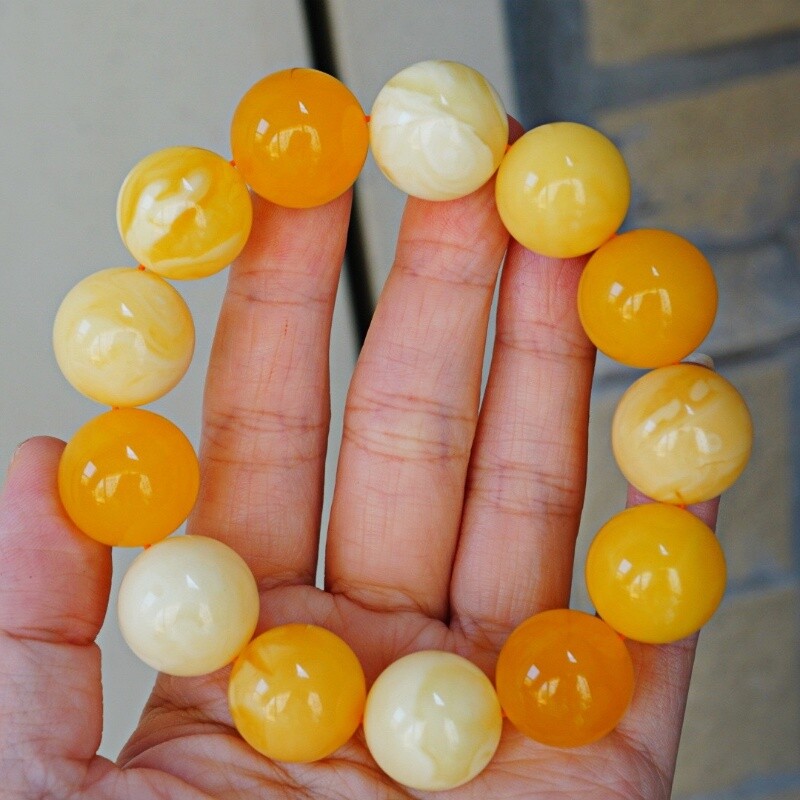 正品天然俄料蜜蜡焦皮料多宝18mm圆珠手串男款文玩收藏级珠宝饰品