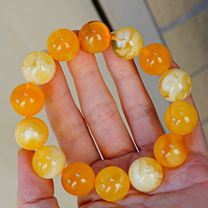 正品天然俄料原矿蜜蜡16mm手串