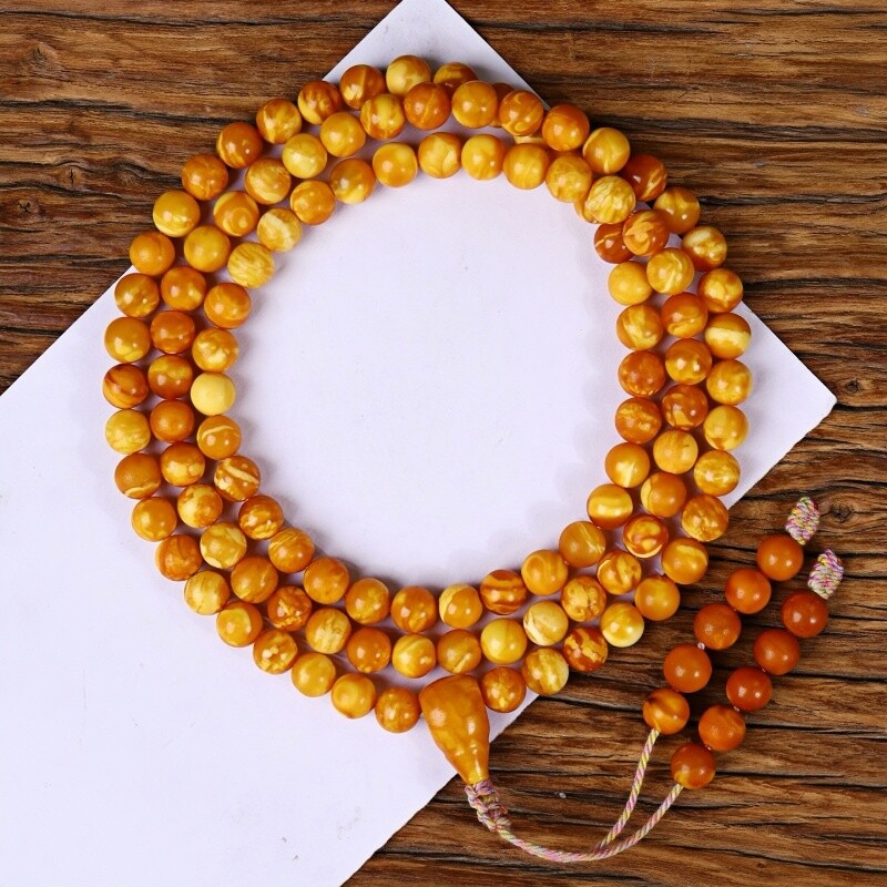 正品天然俄料原矿老花蜡蜜蜡8mm圆珠108颗念珠男女款手链珠宝饰品