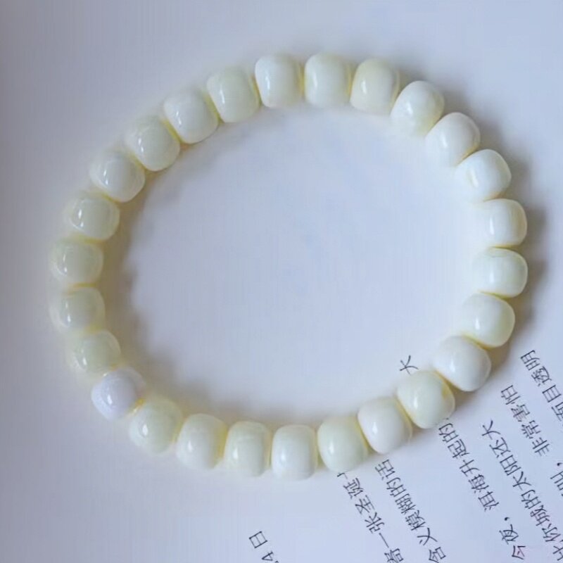 正品天然俄料精品满蜡白蜡蜜蜡8.6mm老型手链女款文玩珠宝饰品